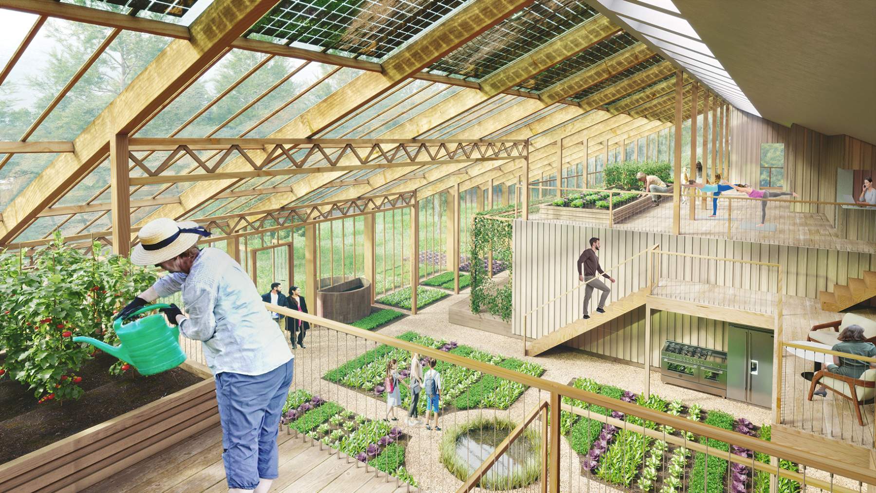 Interior of the common spaces at the heart of the building.